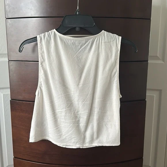 Reformation Cream Crop Top with Brown Accents - Picture 6 of 7